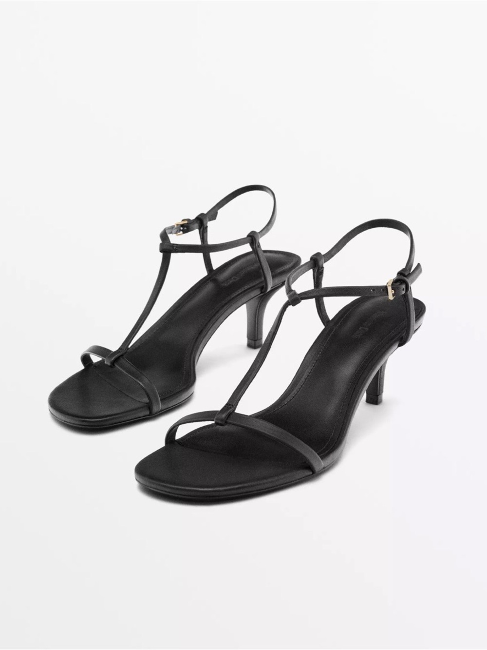 Massimo Dutti Black Strappy Sandals 36
